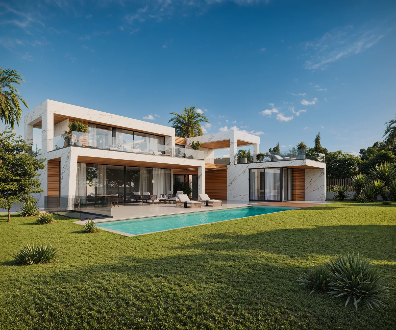 Villa Carolina living spaces opening onto the pool