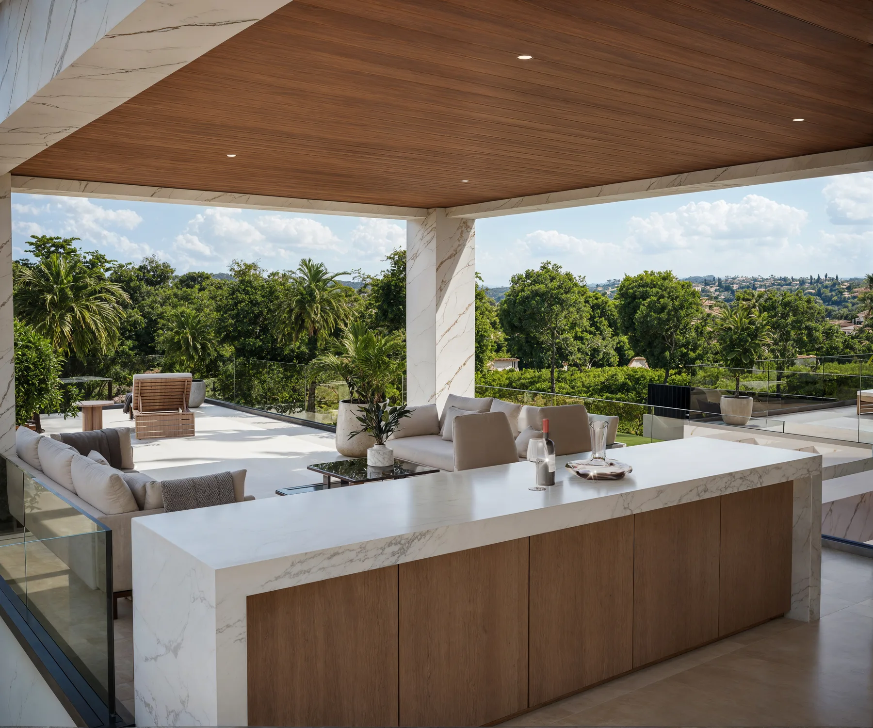 Villa Carolina covered terrace with valley view