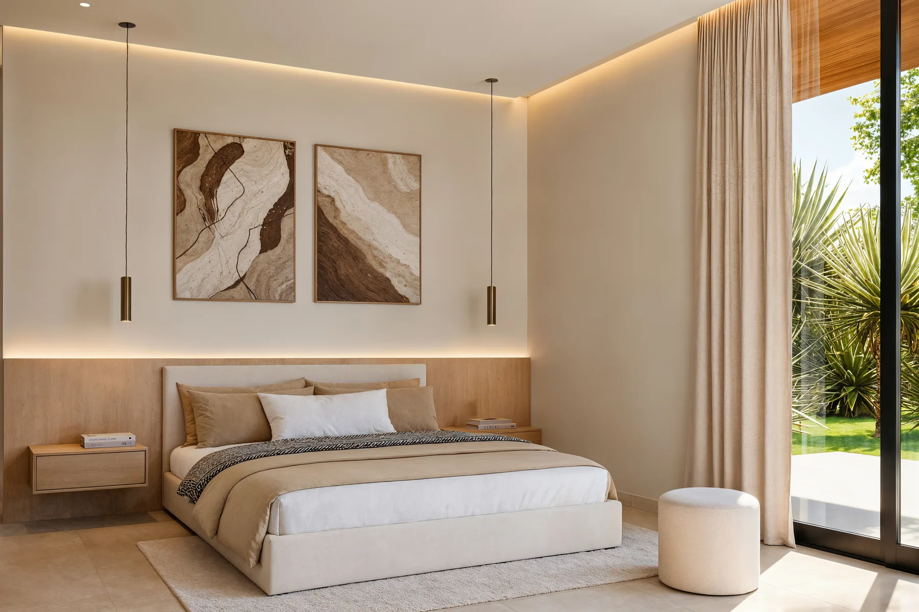 Villa Carolina guest bedroom with garden view