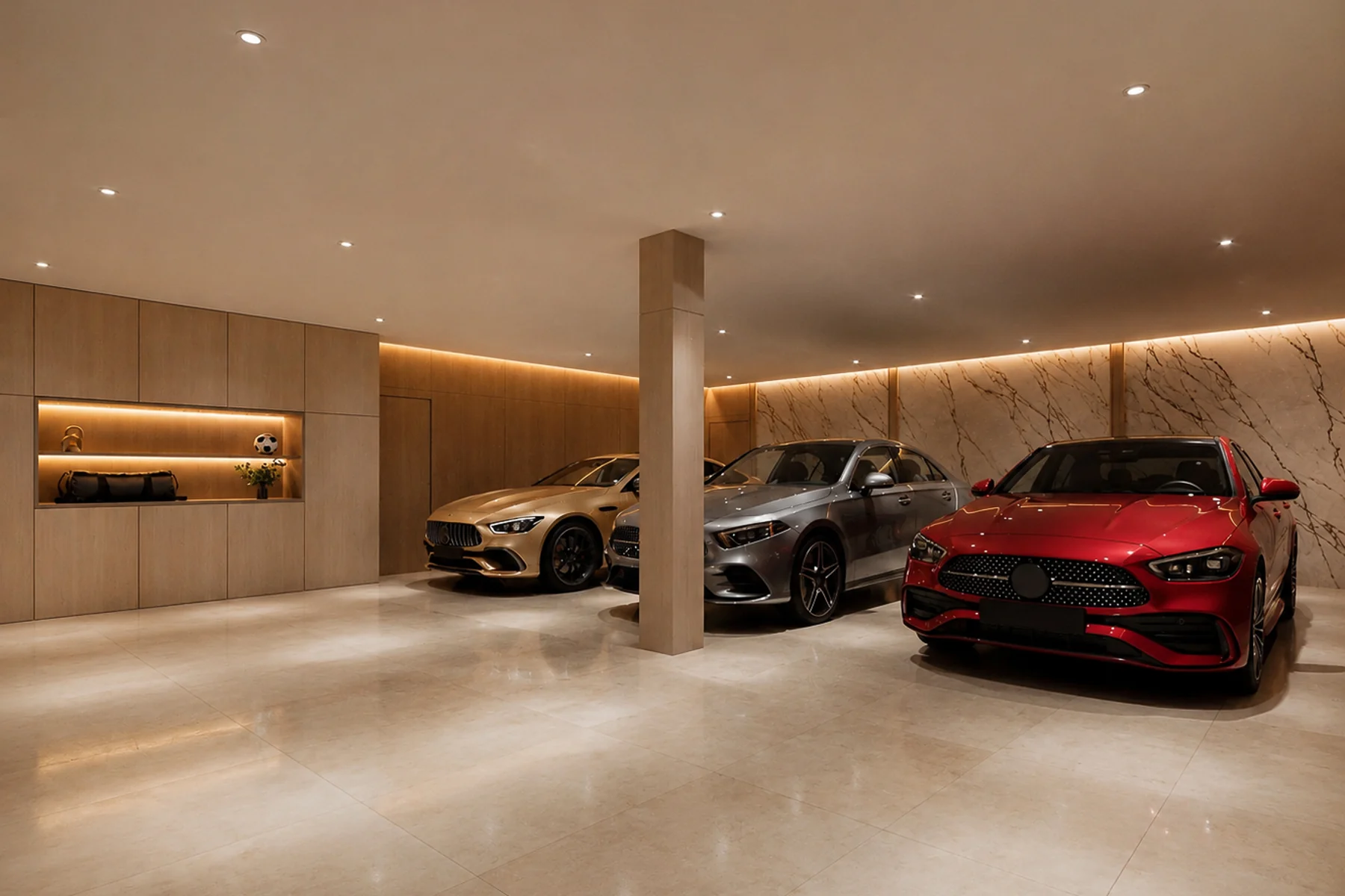 Villa Carolina private garage with three cars