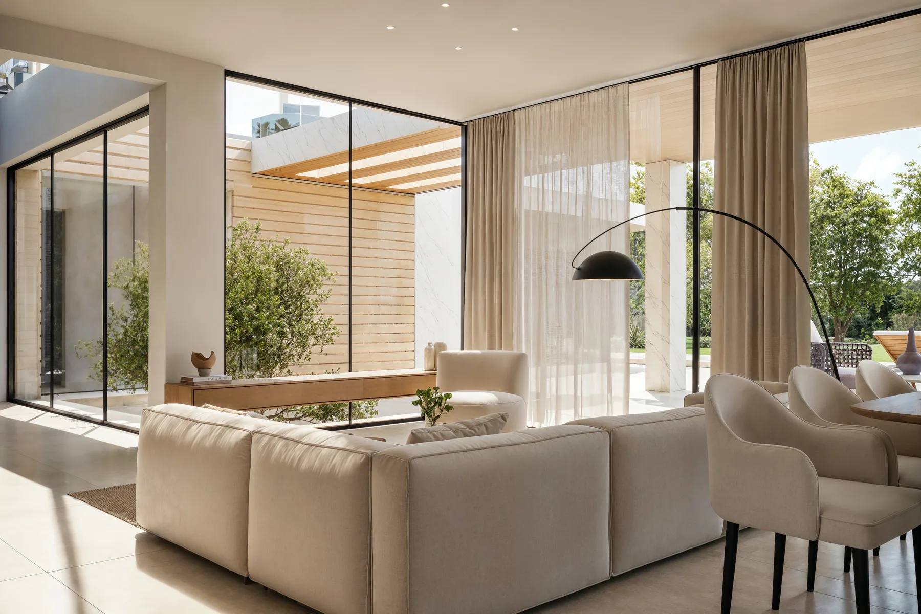 Villa Carolina living room with courtyard view